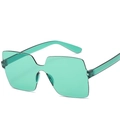 Chic green translucent rimless square sunglasses with oversized frame for women - Transparent Green