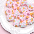 Pink resin hand-painted beads with floral patterns for DIY jewelry making and crafts - Clear Bead + Pink Cream + Garden