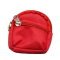 Red canvas double-layer zipper mini backpack keychain coin purse for BJD dolls - Red