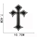 Gothic cross embroidered patch in black and silver, 10.7cm wide iron-on fabric badge - No.7-Black with Silver Border (W22SZJ-045-07)