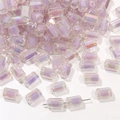Iridescent purple hexagon column beads for DIY jewelry making on white background - Purple Plated Cylindrical (50pcs)