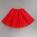 Close-up of red mesh tutu skirt with high-quality tulle layers and satin waistband - Red / Length 40cm