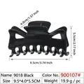Grande pince à cheveux noire pour femme avec dimensions détaillées de 9,5 cm - 9.5cm 8-Dents Noir
