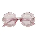 Pink translucent glitter flower shaped sunglasses for kids in stylish sunflower design - Kids / C34 Transparent Purple Glitter Frame