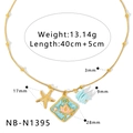 Détails du collier avec pendentif étoile de mer dorée et émail lotus avec mesures - Collier Plaque Emaille Lotus Etoile de Mer Dorée (NB-N1395)