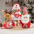 Three-piece set of Santa, snowman, and reindeer plush Christmas candy gift bags - Set of 3 Red White Transparent Window Bag