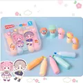 Five-color mini pill highlighter set with cartoon character caps in clear storage case - Cartoon Figure