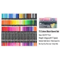 Set of 72 colors dual tip watercolor brush pens with fine and soft tips for drawing - 72 Colors (Black Barrel Hard Box)