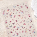 Iridescent cherry blossom and butterfly nail art stickers with holographic finish - M-1071 Transparent Glass Shard Pink Cherry Blossom Butterfly