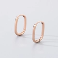 Minimalistische geometrische ovale Creolen in poliertem Roségold für Unisex-Stil - Roségold (KE116539-GC)