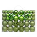 Green Christmas ball ornaments set with matte, glitter, and hollow designs in clear box - 100pcs Pack / Fruit Green