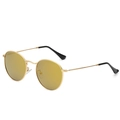 Retro round polarized sunglasses with gold metal frame and mirrored lenses - Gold Frame Gold Mirror (Polarized) C9