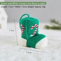 Green and white knitted Christmas stocking ornament with candy cane pattern and hanging rope - Large Green and White Candy Cane Boot
