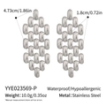 Detailed view of silver woven earrings with precise dimensions and material specifications - Silver (YYE023569-P)