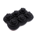 Black silicone ice cube tray featuring six large rose flower shaped molds for drinks - 6-Cavity Rose Ice Tray