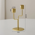 Golden double-head iron candle holder with modern minimalist design and round base - Branch Style Candlestick Double Head - Gold