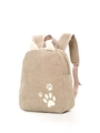 Light brown corduroy toddler backpack with white cat ear design and cute paw prints - Khaki