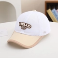 Kids breathable mesh baseball cap with HELLO patch in white and beige colorway - Kids Size / White