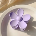 Matte purple flower hair claw clip for girls on white plate with clean aesthetic - Purple