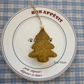 Ginger plush Christmas tree ornament with silver sequins and wooden bead detail - Christmas Tree / Christmas Tree - Khaki