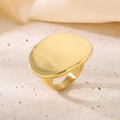 Polished 18k gold plated stainless steel oval ring with a brushed matte finish - US 6 / 25mm Wide Oval Flat Top Style (KR111123-KJX) / Gold