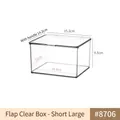 Large short-style transparent fridge storage box with lid and front pull handle - Flip Lid Transparent Box - Short Large - PET
