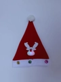 Red Christmas hat for kids with glowing reindeer appliqué and colorful snowflake accents - Adult Glow Reindeer