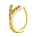 Ear cuff dorado en forma de V con diamantes marrones para nariz y cartílago - Forma V
