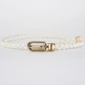 Fine ceinture tressée blanche pour femme avec boucle ardillon dorée minimaliste - 110*0.8 / Blanc