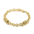 Bracciale in acciaio inossidabile dorato con maglie ovali creative ed elementi a molla - Bracciale (KB149773-KLHQ) / Oro