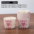 Pack of 50 heart pattern muffin cups available in small and large size options - Pink Love