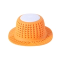 Orange silicone sink strainer with round drainage holes and a white center handle - Bathtub Drainer - Orange