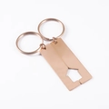 Rose gold house puzzle keychain set with split house cutout in polished stainless steel - Rose Gold (Left+Right Half House)