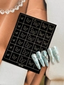 Blue pearlescent nail art stickers with gold-edged butterfly designs, style YT-24 - Butterfly Style (YT24)