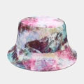 Tie-dye reversible bucket hat for summer with vibrant pink, blue, and purple swirls - M (56-58cm) / Spiral Multicolor Tie-dye (36#)