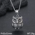 Collana con pendente a civetta argento vintage, dimensioni 42x31mm e peso di 29g - Argento Antico (Solo Ciondolo)