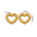 Detail of 14mm heart-shaped spring ring clasp with 2.5mm thickness dimensions - Heart Shape / 14mm / Gold