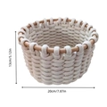 Cesto tondo in corda di cotone intrecciata bianca con manico in legno 20x13cm - Bianco Sporco