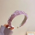Eleganter lavendelfarbener Organza-Haarreif geflochten mit Goldkette und Strass - Hellviolettes Gefaltetes Gewebtes Strass Stirnband (9# Lila Lila)