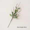 Artificial Christmas greenery branch with white berries and 40cm long stem - Christmas Arrangement E (40cm/Gradient Leaves/Pearl Berries)