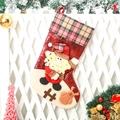 Mini Christmas stocking candy bag with 3D Santa Claus and reindeer on red fabric - Large Plaid Santa Sock