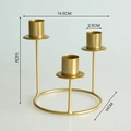 Modern 3-arm gold iron candle holder with tiered heights and a stable round base - Round 3-Head / Gold