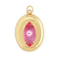 Pink evil eye charm pendant in gold plated copper with micro paved cubic zirconia - Gold Pink Filled L456805-3