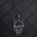Collar punk de hombre en acero inoxidable con colgante de máscara de fantasma negro - Negro