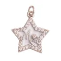 Sterling silver star-shaped pendant with letter M, white shell inlay and zircon accents - Star M-White Gold-White Enamel