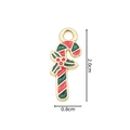 Christmas candy cane alloy charm with red and green enamel in golden finish, size 2.0x0.8cm - 2362 Candy Cane