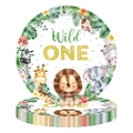 Wild One 1st birthday jungle animal paper plate set for kids party decorations - 9 Inch Plate