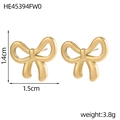 Minimalist 14K gold plated stainless steel butterfly bow earrings for women - HE45394FW0 Gold Classic Bow