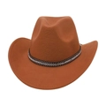 Classic brown felt cowboy hat with sparkling rhinestone band for men and women - One Size / Khaki (Rhinestone)