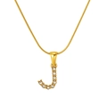 Goldene Halskette mit J-Buchstabenanhänger und funkelnden Strasssteinen besetzt - Gold Buchstabe J (S-P148-J)